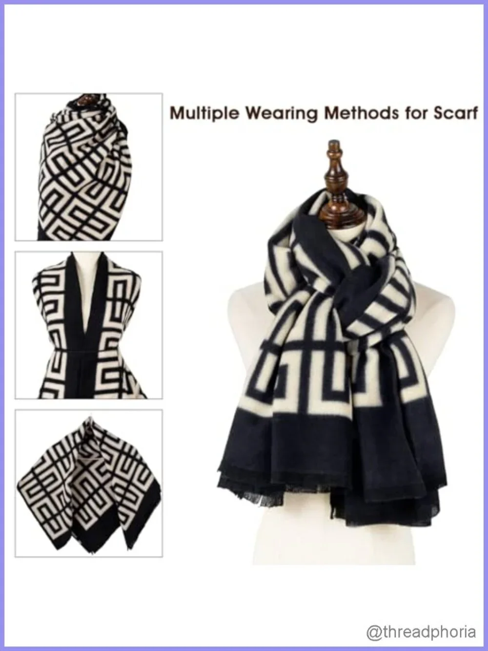 Winter Plaid Scarf Soft Oversized Blanket Shawl Classic Tassel Scarf for Women